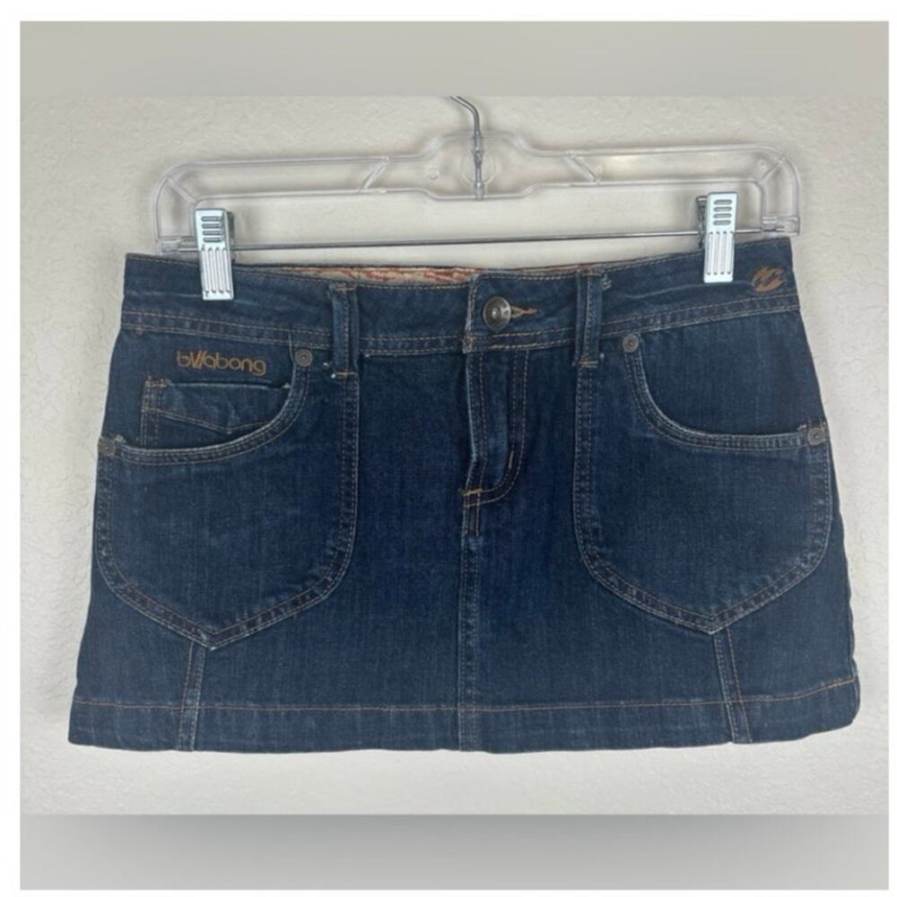 Billabong Blue Denim Jean Mini Micro Skirt Size 3 - Picture 2 of 10